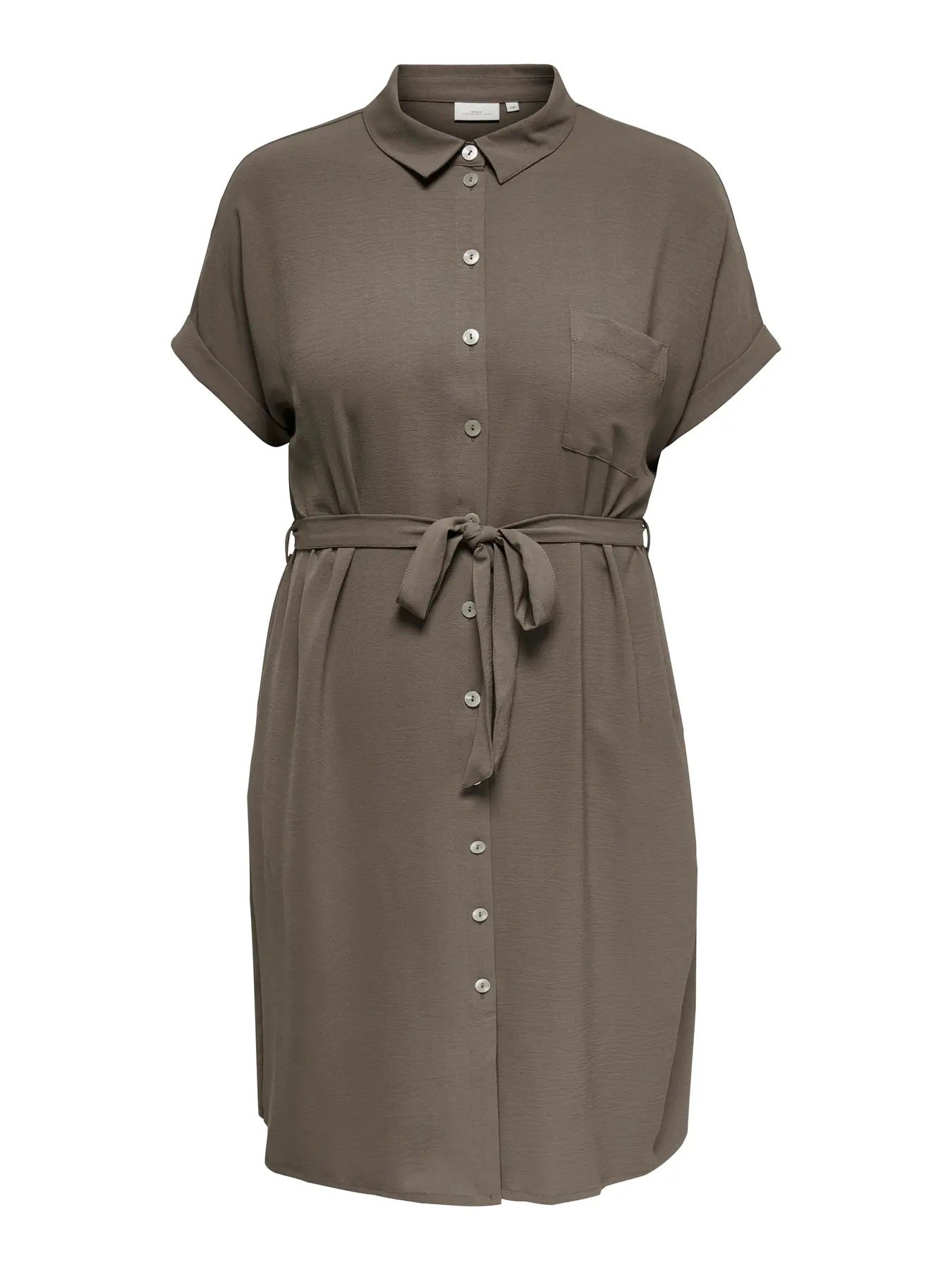 CARMETTA S/S V-NECK SH DRESS WVN NOOS - Walnut