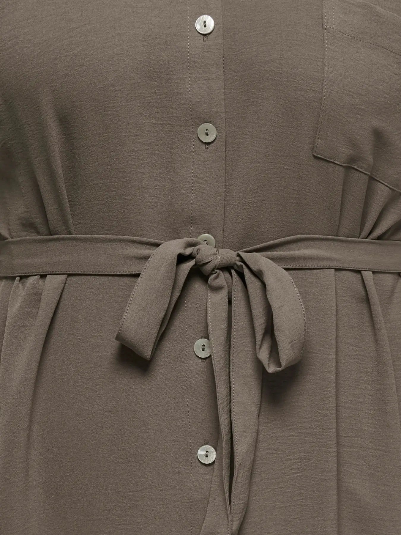 CARMETTA S/S V-NECK SH DRESS WVN NOOS - Walnut