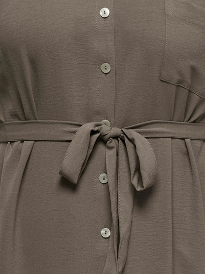 CARMETTA S/S V-NECK SH DRESS WVN NOOS - Walnut