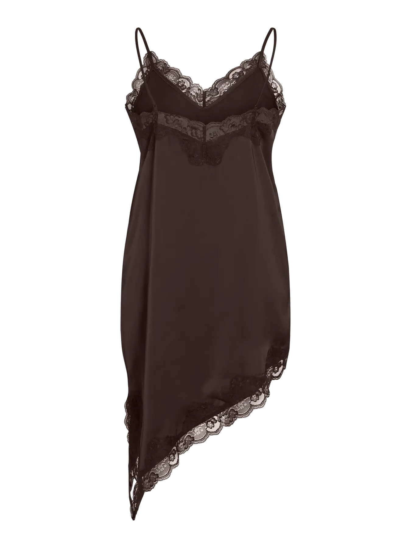 ryggen af brun kjole med stropper og blonder. VILA VILACEY STRAP DRESS Coffee Bean