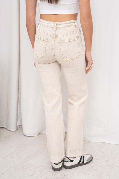 MIND by Lene Jeans mit Knöpfen | Sand