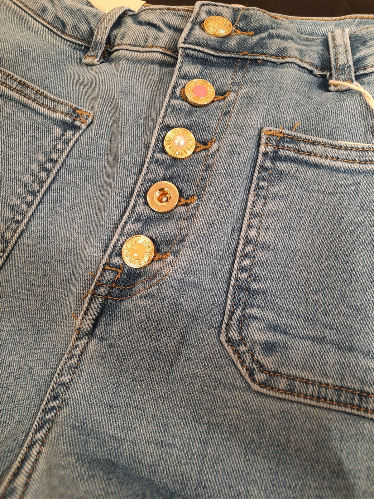 MIND by lene Jeans mit Knöpfen | helles Denim