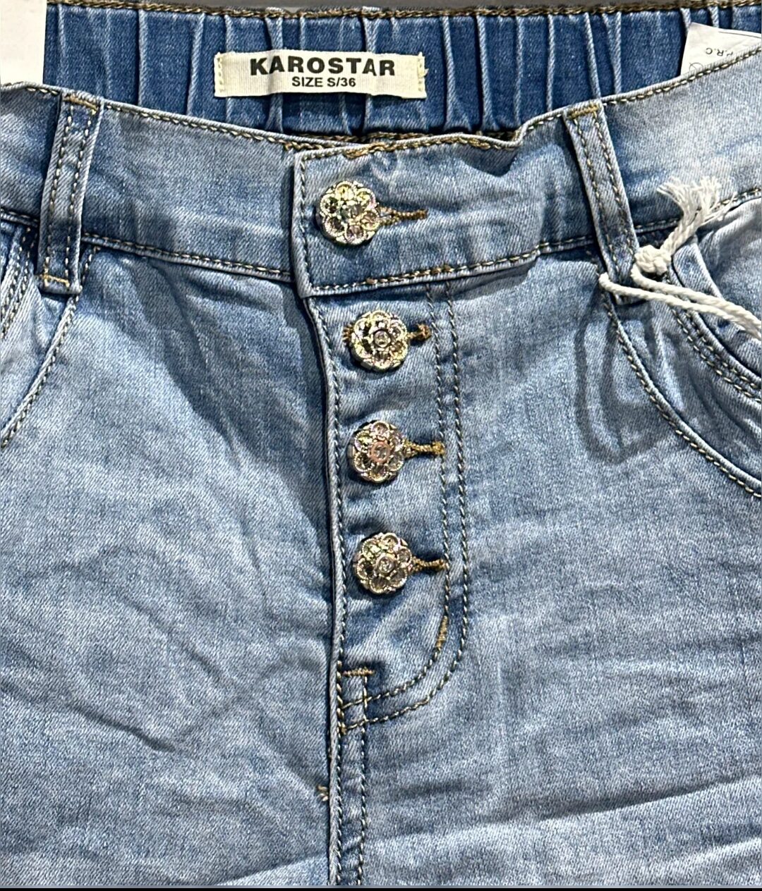 Karostar denim knickers med knapper og elastik i bag | KC2794