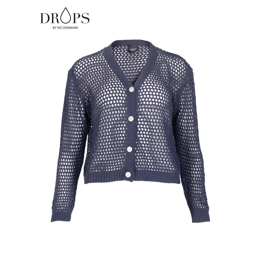 navy blå cardigan med hullet design og knaplukning. NÜ Yadira cardigan knit Navy
