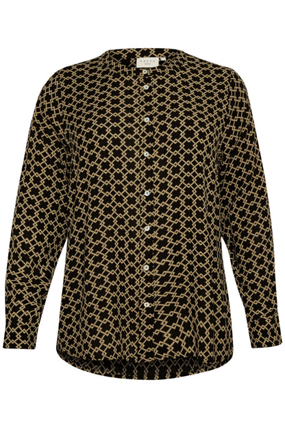 Kaffe Curve mønstret skjorte bluse brun sort KCjamida PPP Shirt Black/Brown Geometric Print