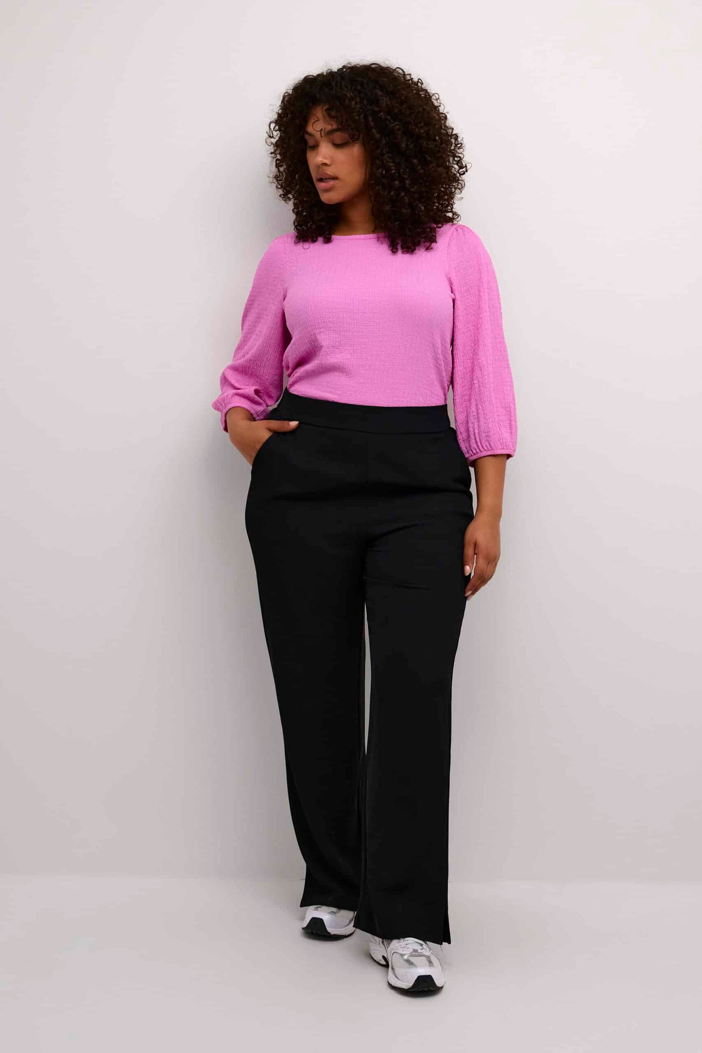 Kaffe Curve Black Trousers | KCsigne HW Wide Pants
