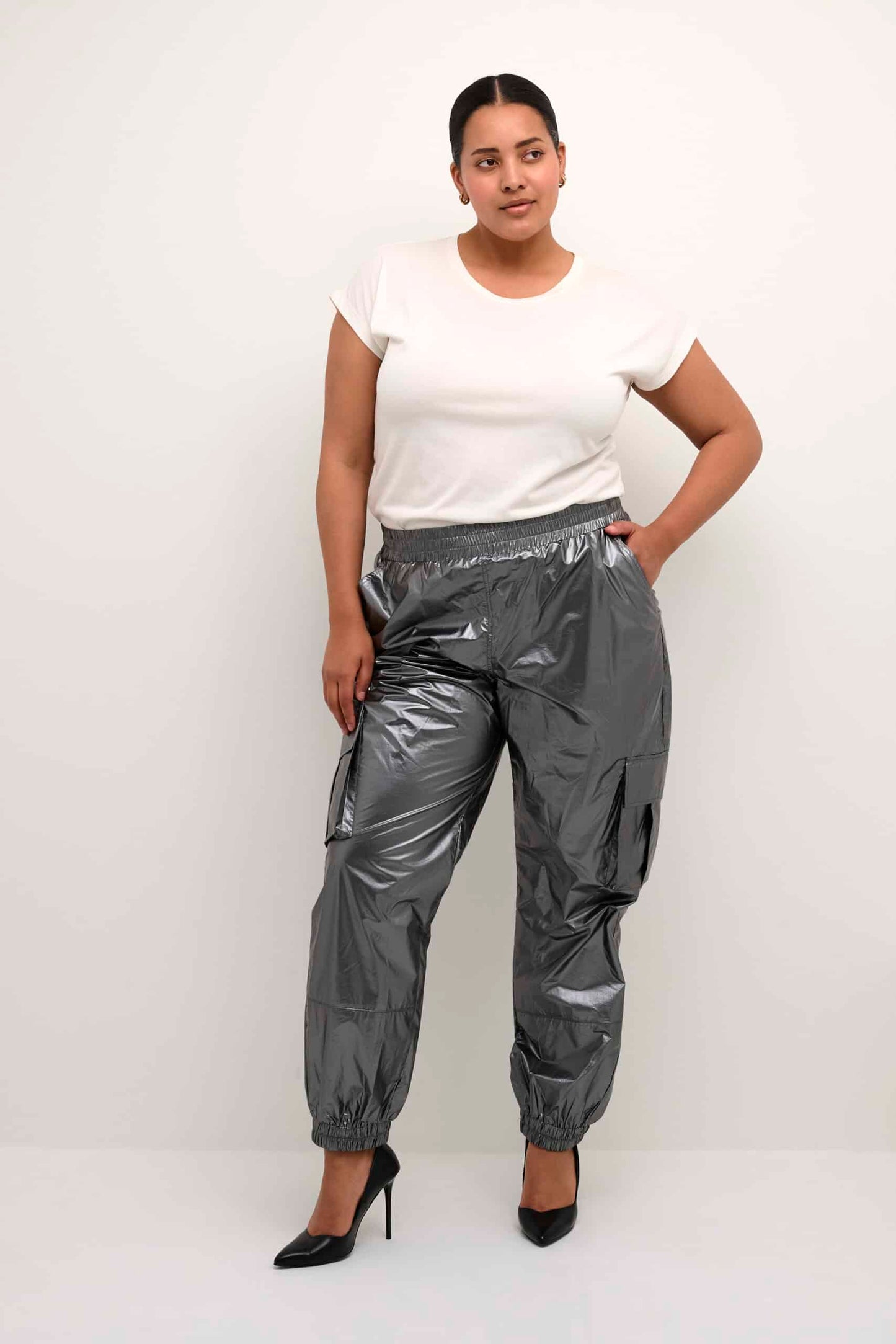 Kaffe Curve Grey Trousers | KCshenna Cargo Pants