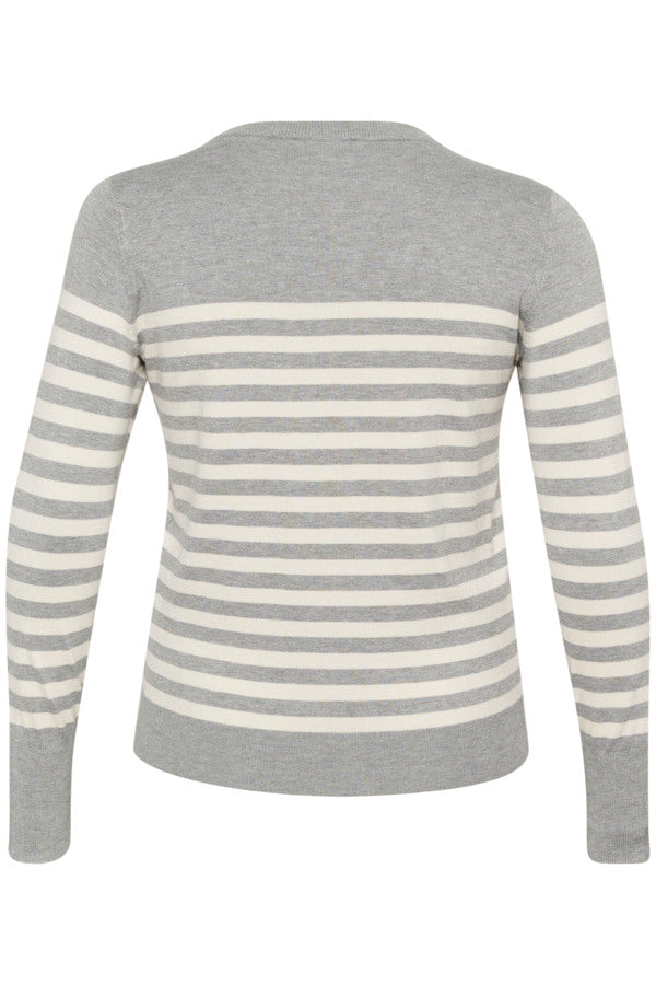 Kaffe Curve Grey KClizzy Striped Knit Pullover grå hvid stribet strik