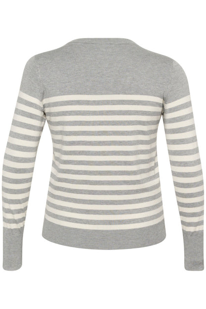 Kaffe Curve Grey KClizzy Striped Knit Pullover grå hvid stribet strik