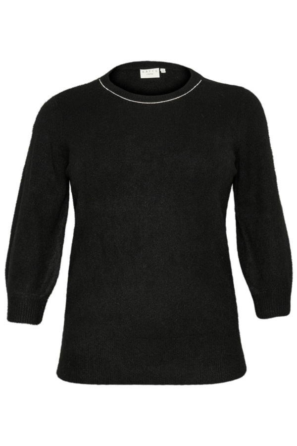 Kaffe Curve Black KCmerida Pullover sort strik 3/4 ærmer