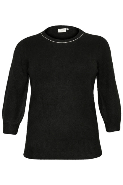 Kaffe Curve Black KCmerida Pullover sort strik 3/4 ærmer