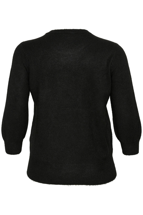 Kaffe Curve Black KCmerida Pullover sort strik 3/4 ærmer