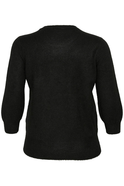 Kaffe Curve Black KCmerida Pullover sort strik 3/4 ærmer