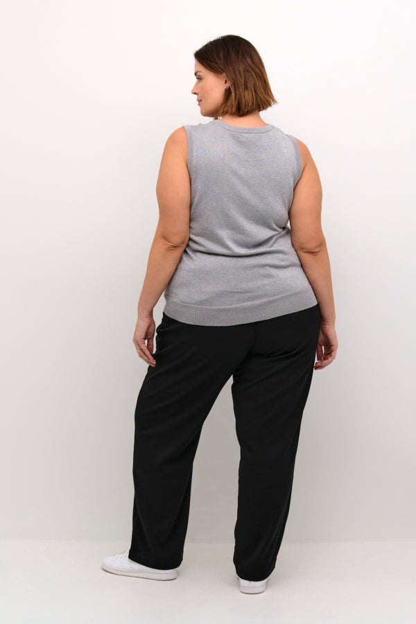 Kaffe Curve Grey KCregitta Slipover finstrikket grå top