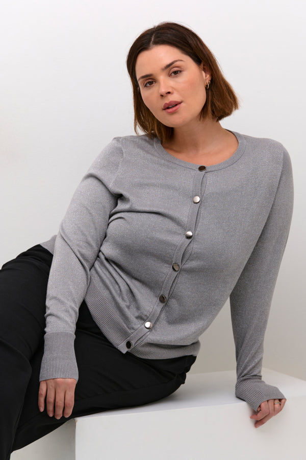 Kaffe Curve Grey KCregitta Cardigan grå kort cardigan knappelukning