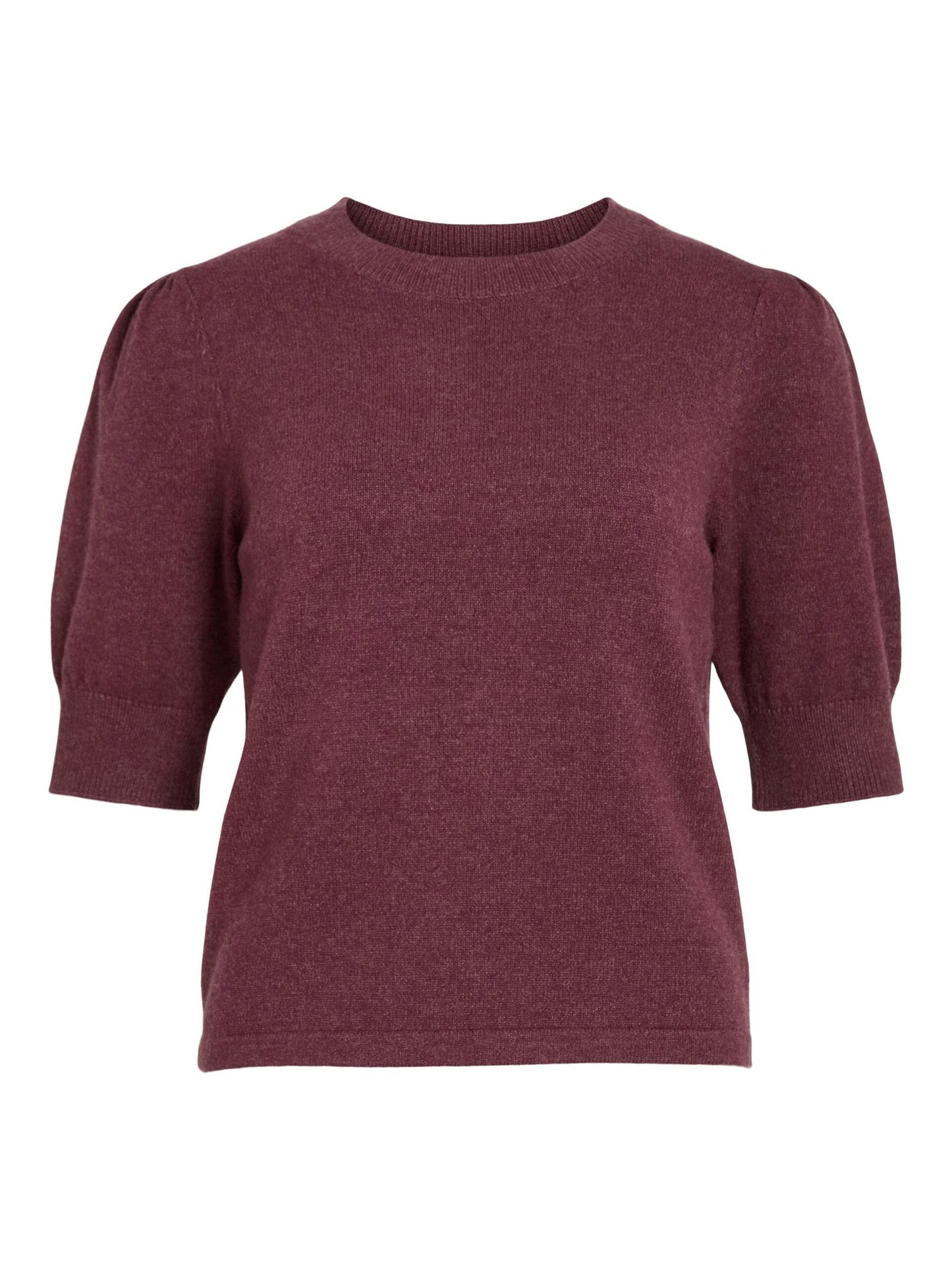 VILA VIRIL KORTÆRMET STRIKKET TOP  | Fig melange