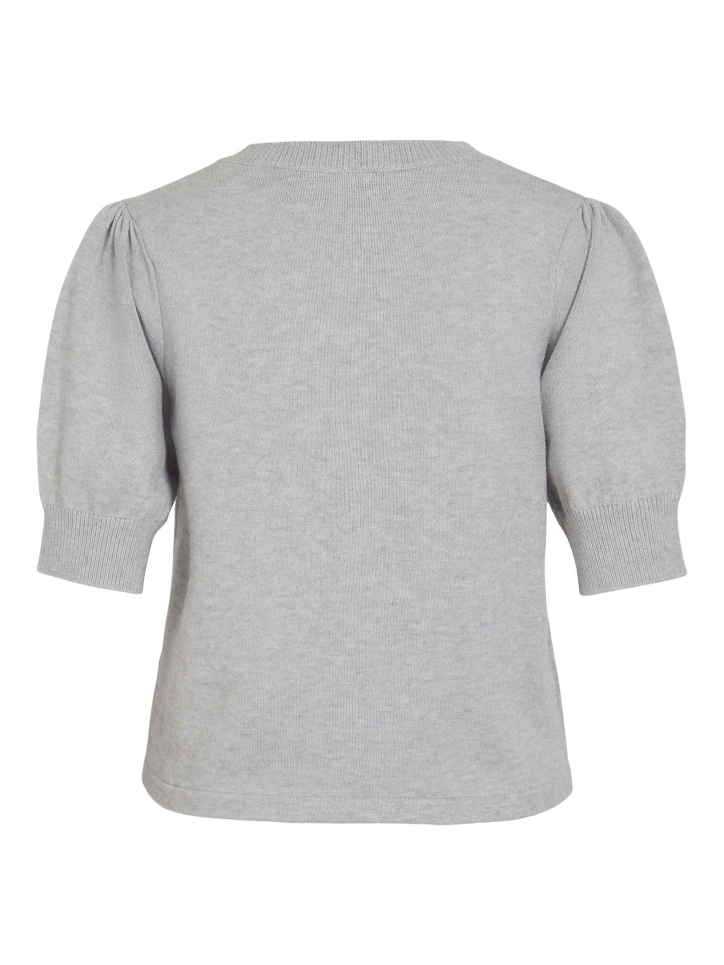 VILA VIRIL KORTÆRMET STRIKKET TOP  |  Light Grey Melange