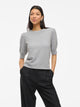 VILA VIRIL KORTÆRMET STRIKKET TOP  |  Light Grey Melange