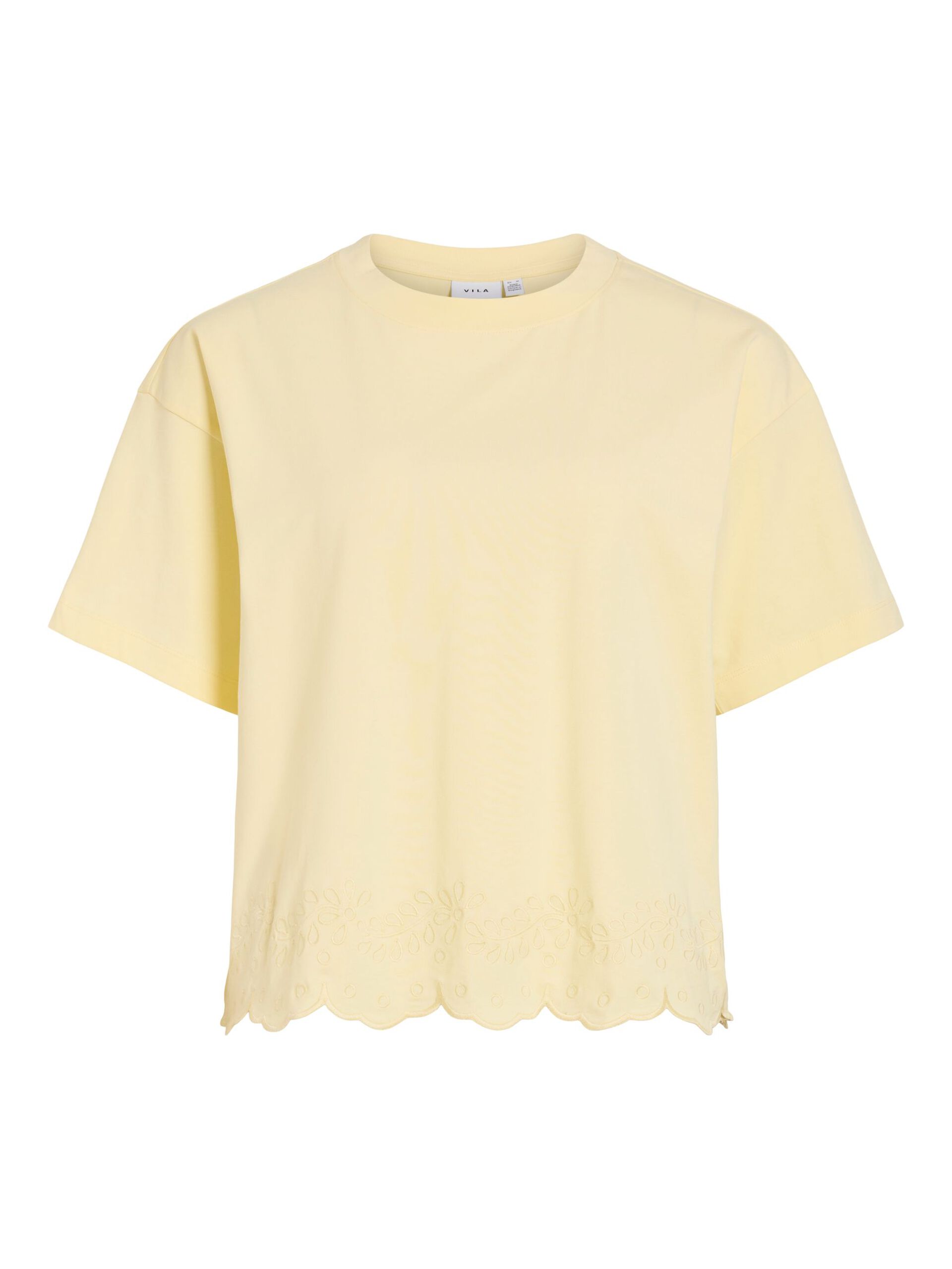 VINORANI EMB O-NECK S/S T-SHIRT - Yellow