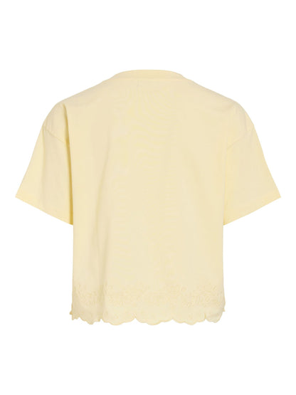 VINORANI EMB O-NECK S/S T-SHIRT - Yellow