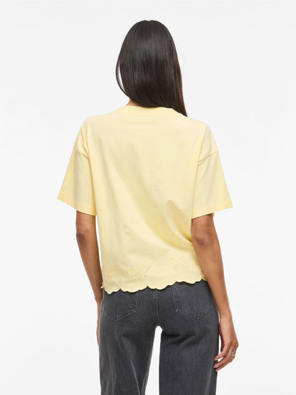 VINORANI EMB O-NECK S/S T-SHIRT - Yellow