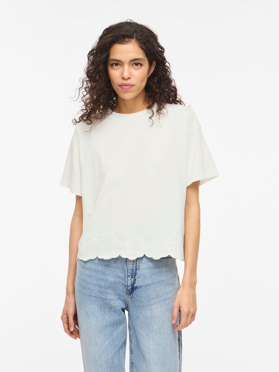 VINORANI EMB O-NECK S/S T-SHIRT - White