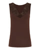 Brun rib top med v-hals blondekant Tim & Simonsen Belen rib v-lace Top Cioccolato