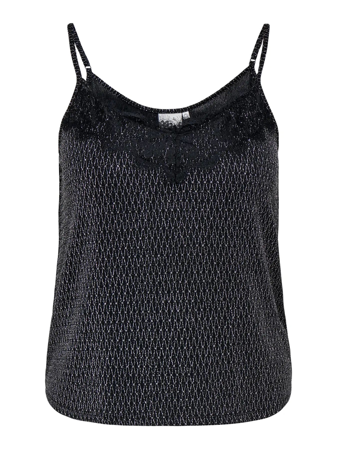 ONLY Carmakoma CARCAROL Glitter Singlet | Black Silver Harlekin