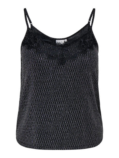 ONLY Carmakoma CARCAROL Glitter Singlet | Black Silver Harlekin
