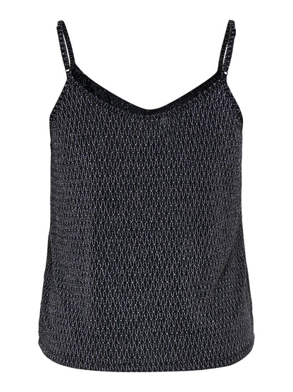 ONLY Carmakoma CARCAROL Glitter Singlet | Black Silver Harlekin