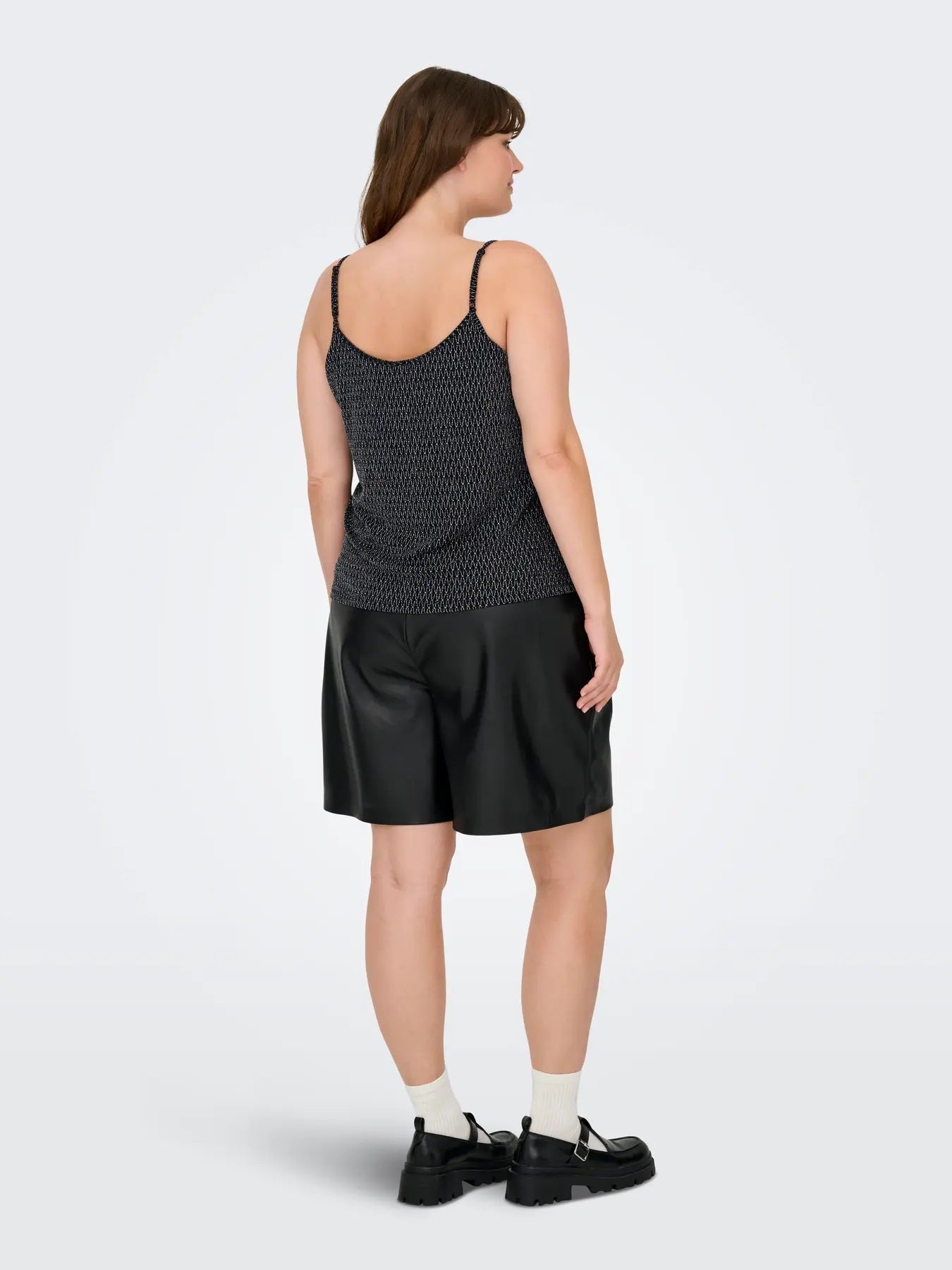 ONLY Carmakoma CARCAROL Glitter Singlet | Black Silver Harlekin