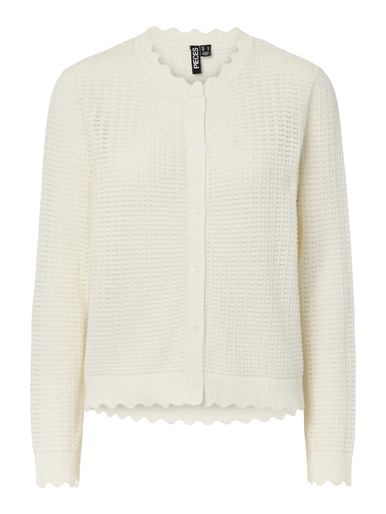 PCSCOUT LS O-NECK KNIT CARDIGAN MSA BC - Cloud Dancer