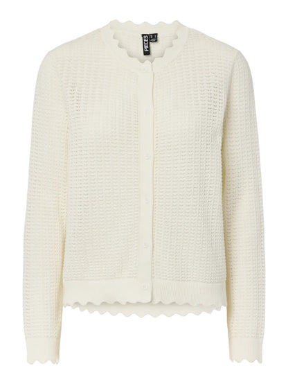 PCSCOUT LS O-NECK KNIT CARDIGAN MSA BC - Cloud Dancer