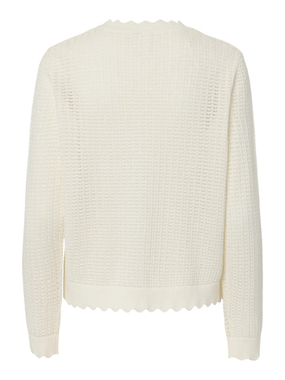 PCSCOUT LS O-NECK KNIT CARDIGAN MSA BC - Cloud Dancer