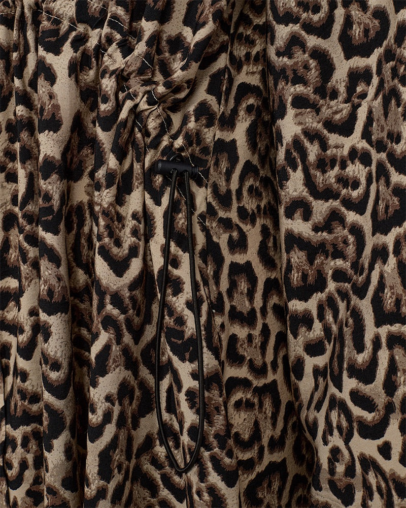 Freequent FQABY-DRESS Oxford Tan w Black langærmet leo kjole med justerbar talje