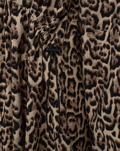 Freequent FQABY-DRESS Oxford Tan w Black langærmet leo kjole med justerbar talje