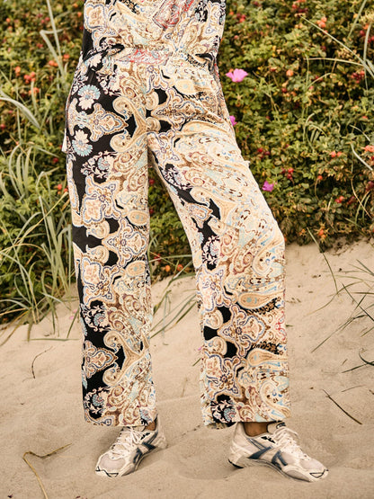 Zoey plussize bukser med print LENA PANTS 000 Black print mix