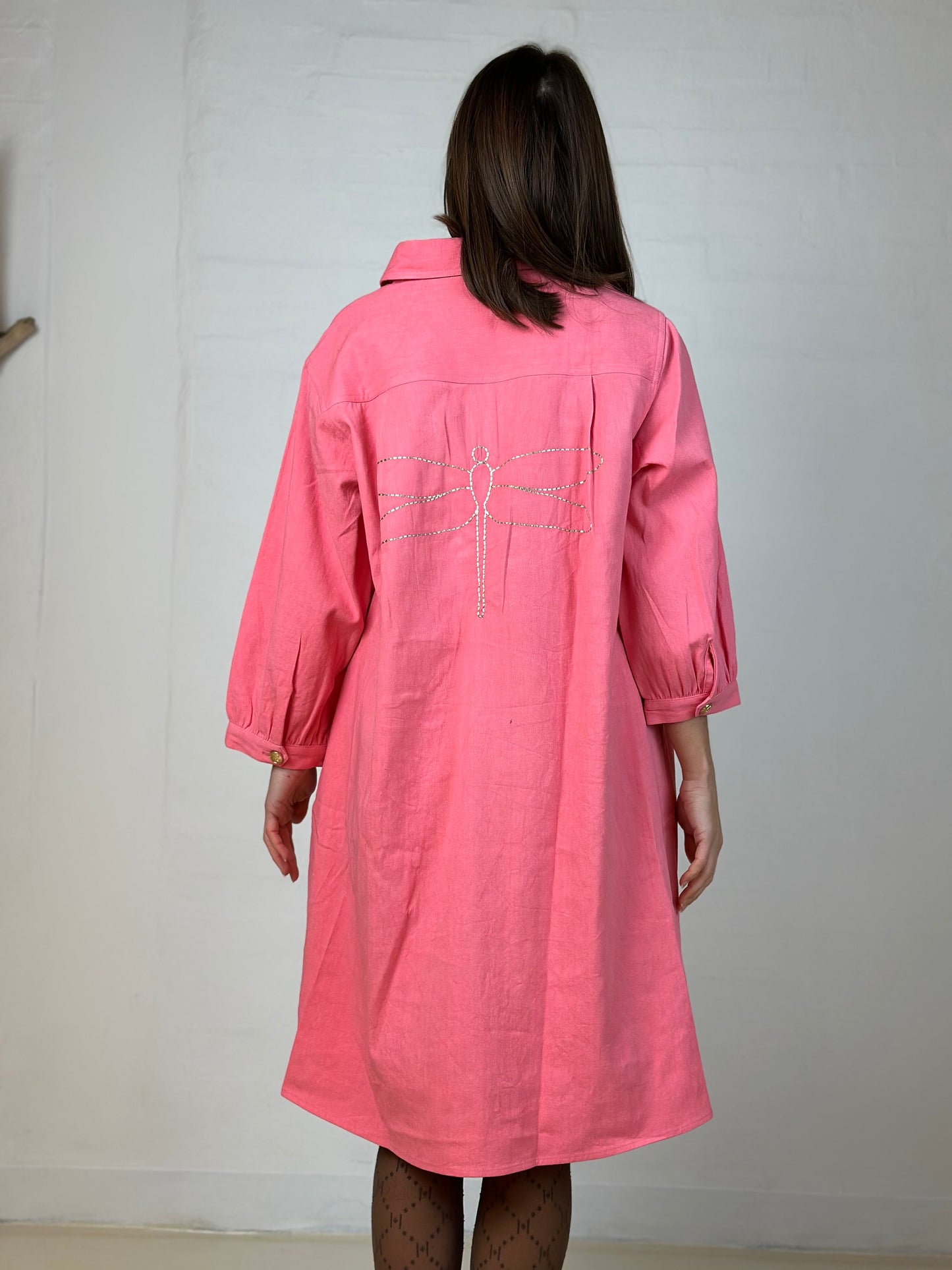 GASPAR Rio Canvas Dress - Coral