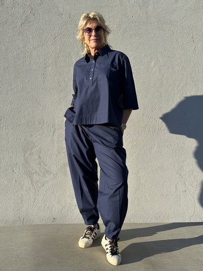 Porto Poplin Blouse - Dark Blue