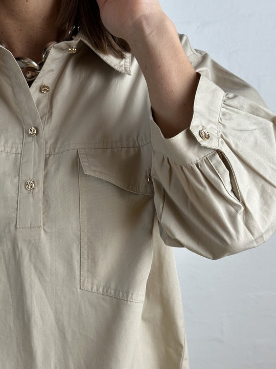 GASPAR Oslo Poplin Hemd – Sand