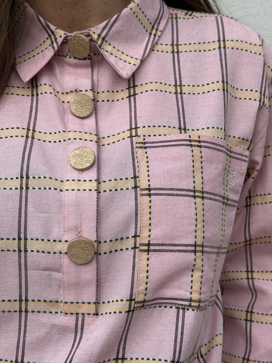 Porto Check Bluse – Rose