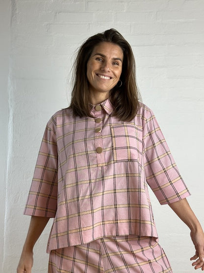 Porto Check Bluse – Rose