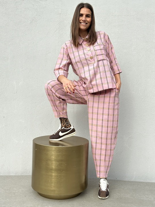Porto Check Bluse – Rose
