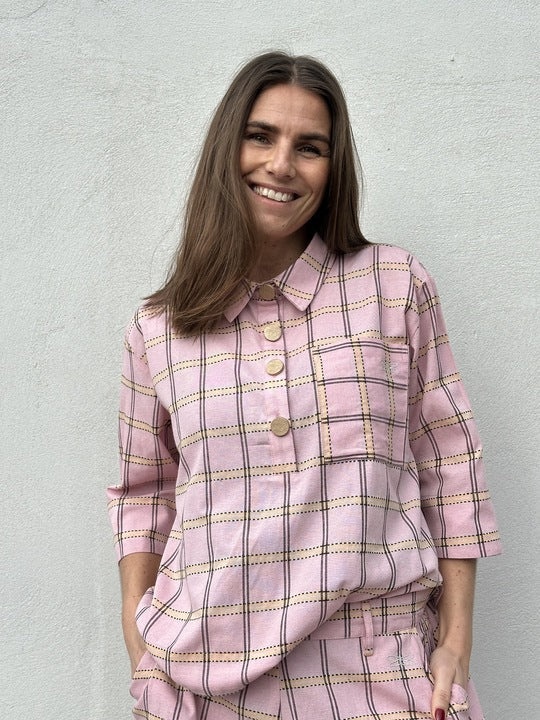 Porto Check Bluse – Rose