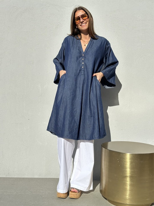 Mumbai kurzes Jeanskleid - Blau