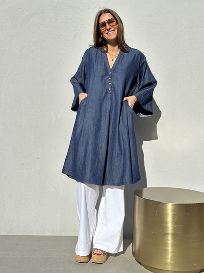 Mumbai kurzes Jeanskleid - Blau