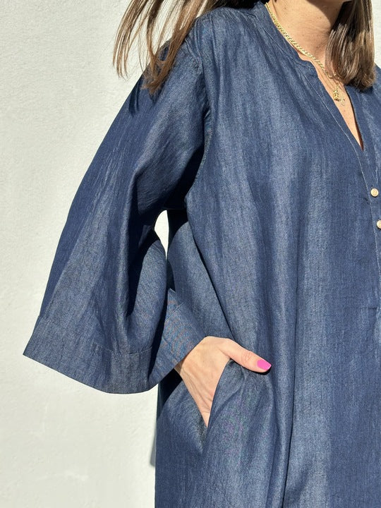 Mumbai kurzes Jeanskleid - Blau