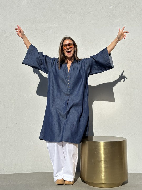 Mumbai kurzes Jeanskleid - Blau
