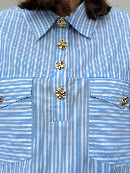 Gaspar Express - Aarhus Stripe Shirt - Light Blue