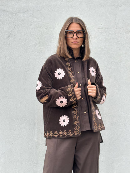 Gaspar Express - Utah Short Velvet Jacket - chocolate